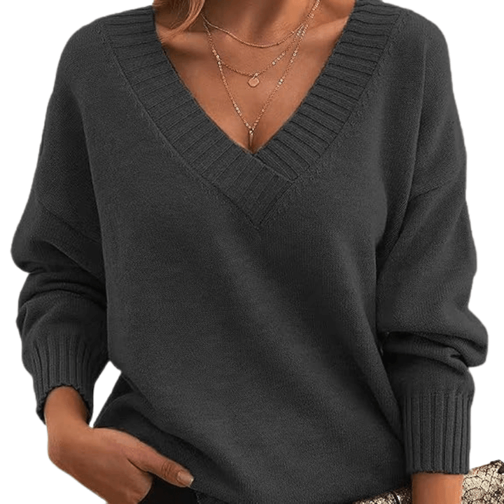 Women's luxurious V-neck cashmere sweater, soft, warm & elegant fashion.