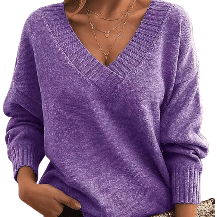 Premium women's V-neck cashmere sweater. Incredibly soft, warm, and elegant knitwear.