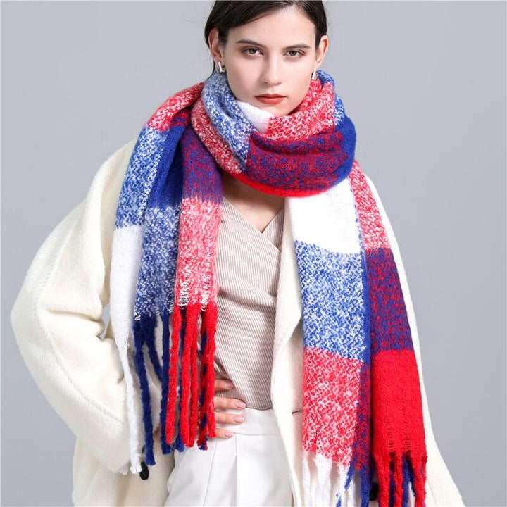 Premium women's Carmie checked cashmere scarf, offering style and warmth for winter fashion.