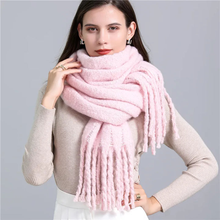 Cozy Carmie checked cashmere scarf, a soft winter fashion accessory for women.