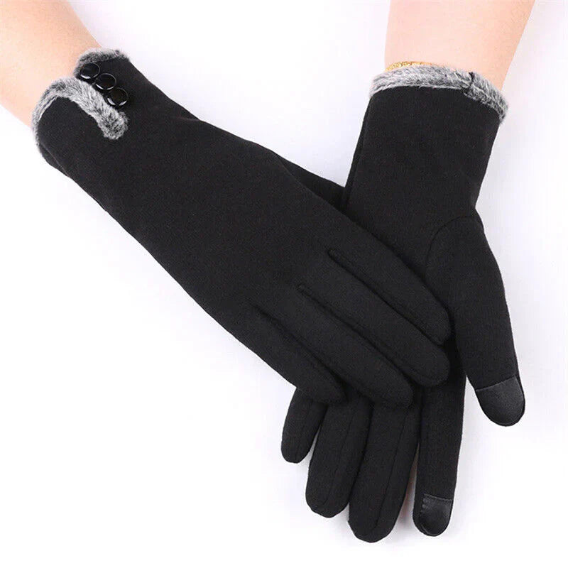 Women's luxury touchscreen gloves, Elise. Warm, stylish, and soft cotton-wool blend for winter elegance.