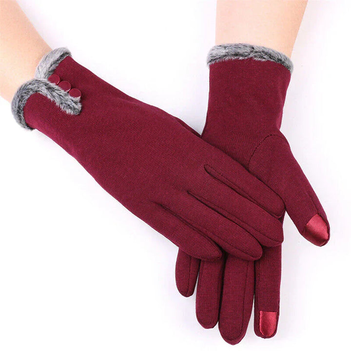Warm women's winter gloves, Elise. Stylish touchscreen accessory in a soft cotton-wool blend for cold weather.