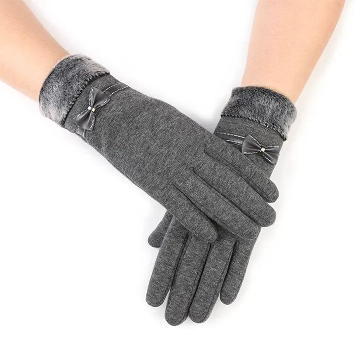 Elegant women's outdoor gloves. Elise luxury touchscreen winter accessory, warm & soft cotton-wool blend.
