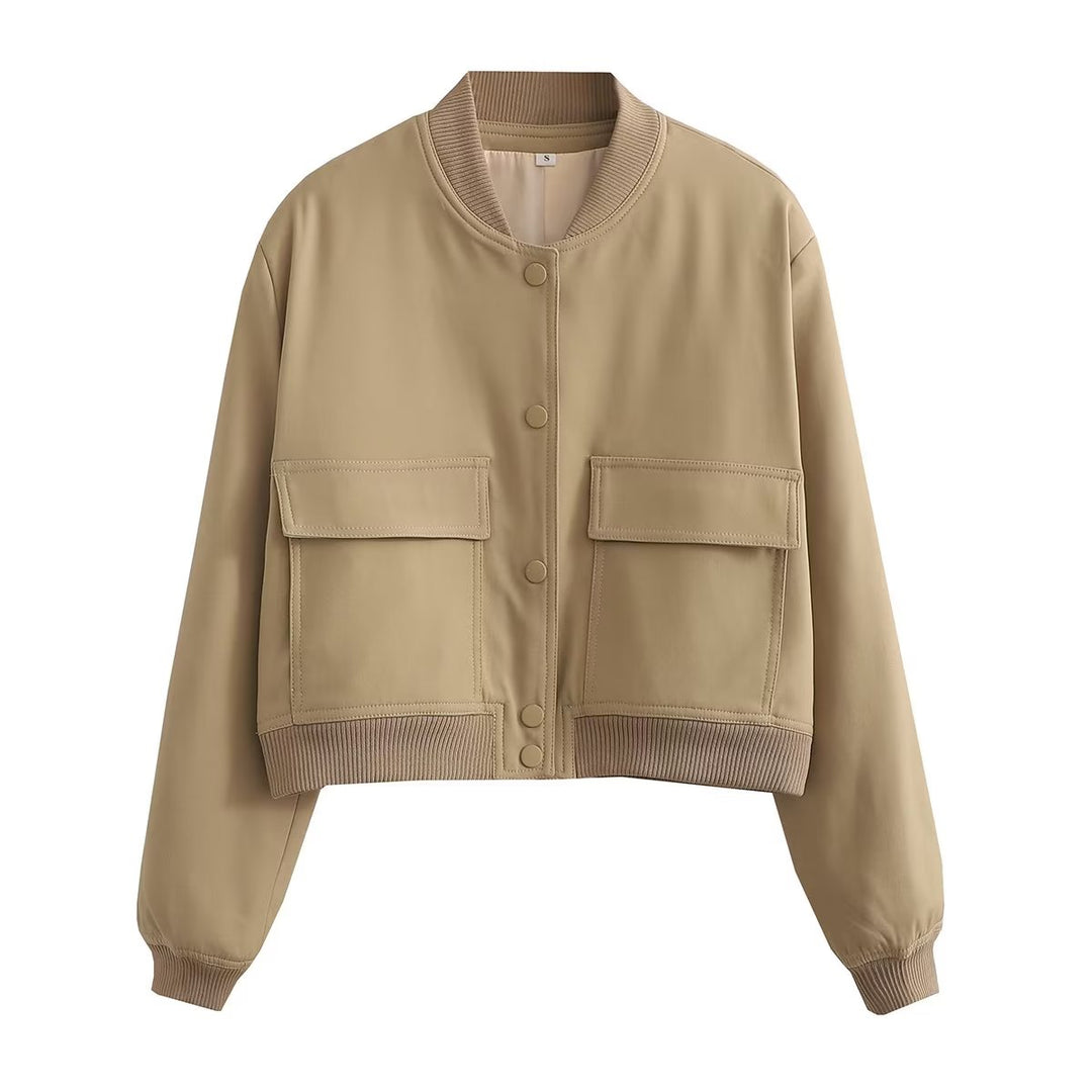 Layering essential: Women's Maven Cropped Bomber Jacket. Perfect for fall fashion & casual outerwear.