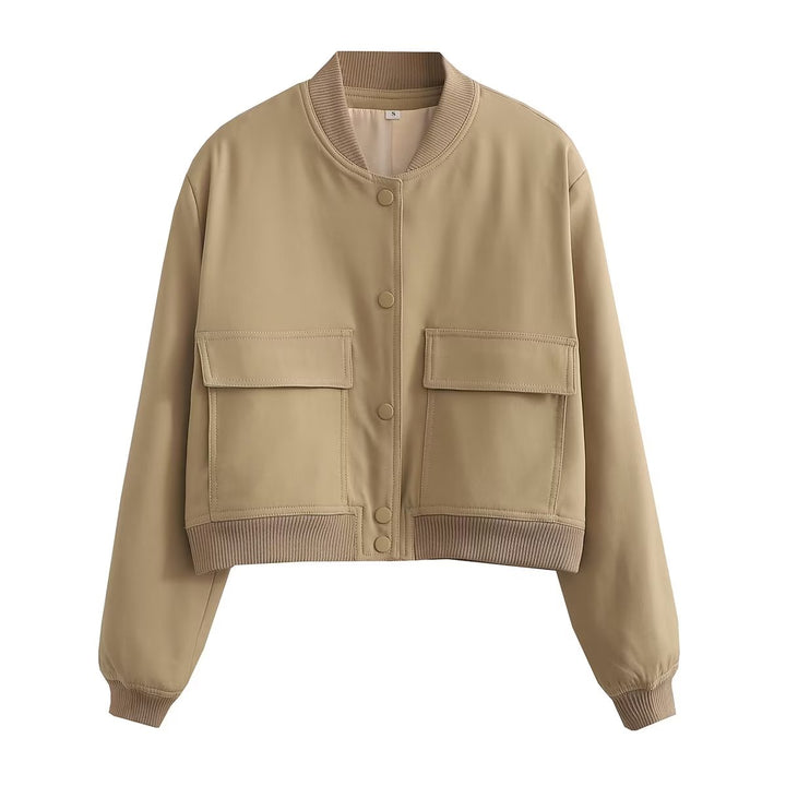 Layering essential: Women's Maven Cropped Bomber Jacket. Perfect for fall fashion & casual outerwear.