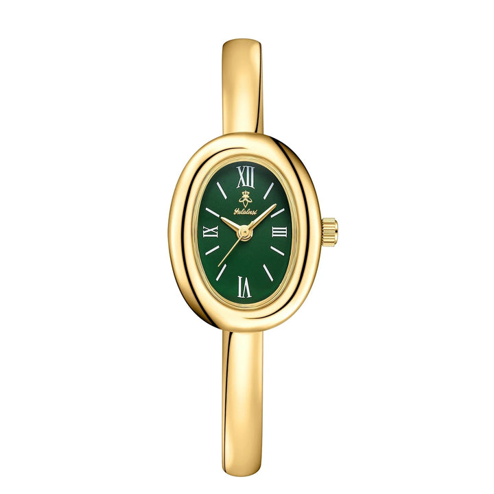 Women's minimalist stainless steel watch, elegant and sophisticated gold timepiece for ladies fashion.