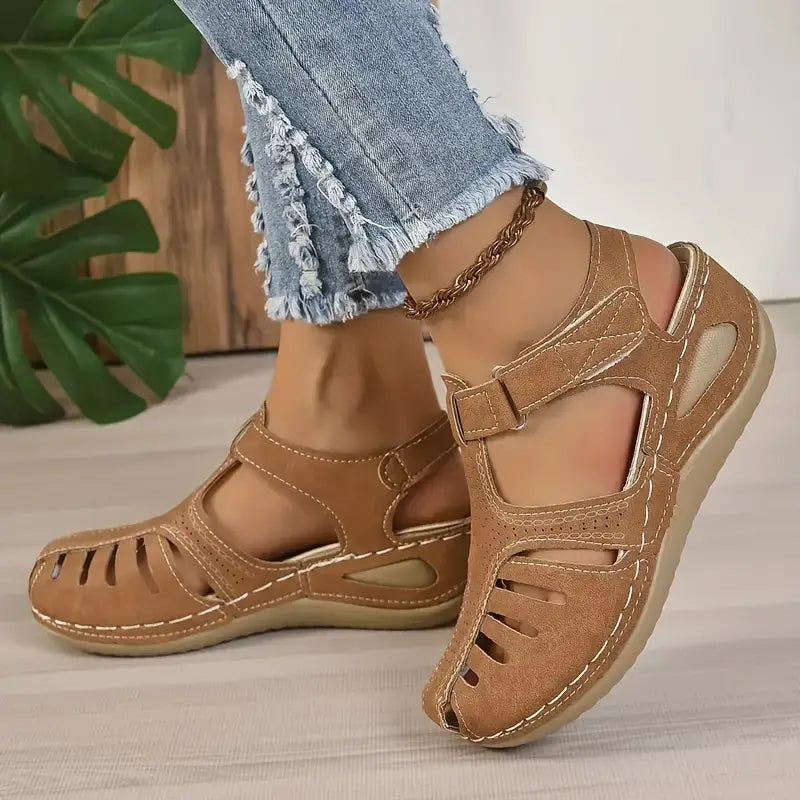 Elegant women's summer orthopedic wedge sandals, engineered for maximum foot support and sophisticated comfort.