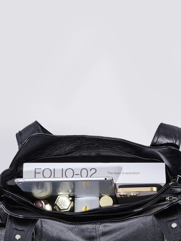 Stylish women's genuine leather multi-pocket crossbody bag, perfect for everyday essentials.