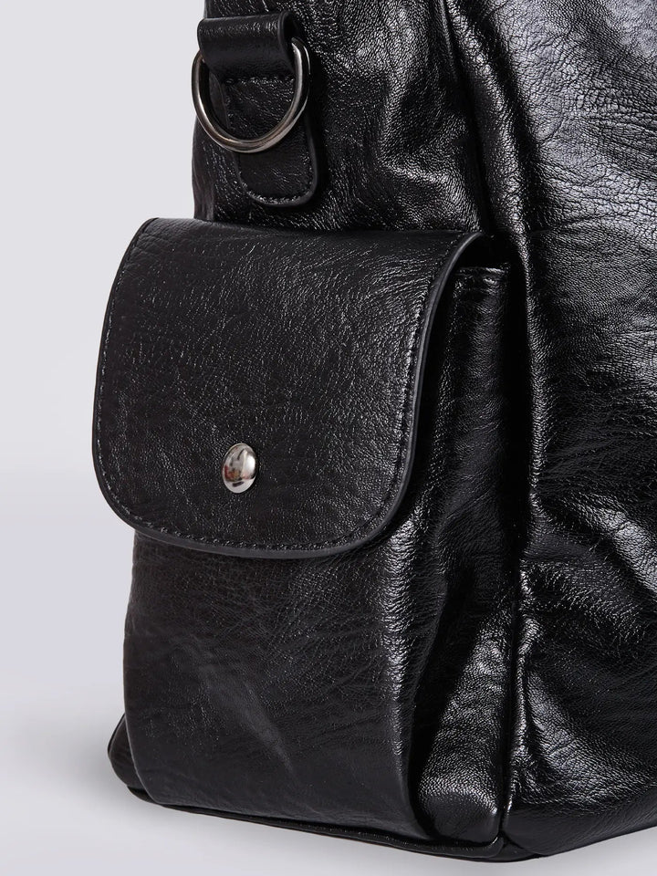 Premium women's leather multi-pocket shoulder bag, designed for durability and elegant function.