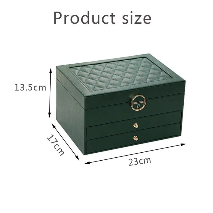 Versatile multilayer jewelry box, ideal for all women's accessories & elegant home storage.