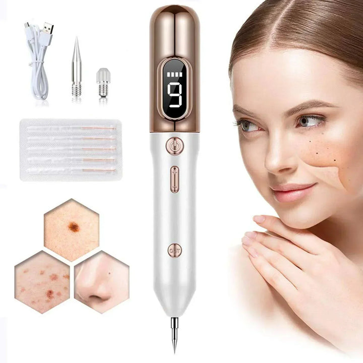 Women's multipurpose plasma pen for advanced at-home skin treatment, blemish, mole, and skin tag remover tool.
