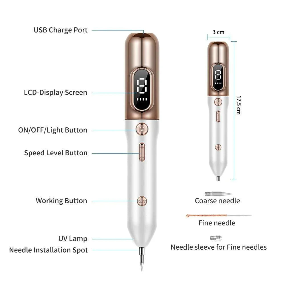Achieve flawless skin with this plasma pen, an at-home beauty tool for blemish, mole, and freckle removal.