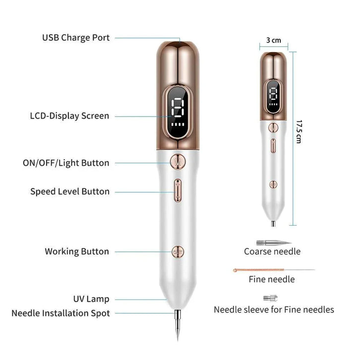 Achieve flawless skin with this plasma pen, an at-home beauty tool for blemish, mole, and freckle removal.