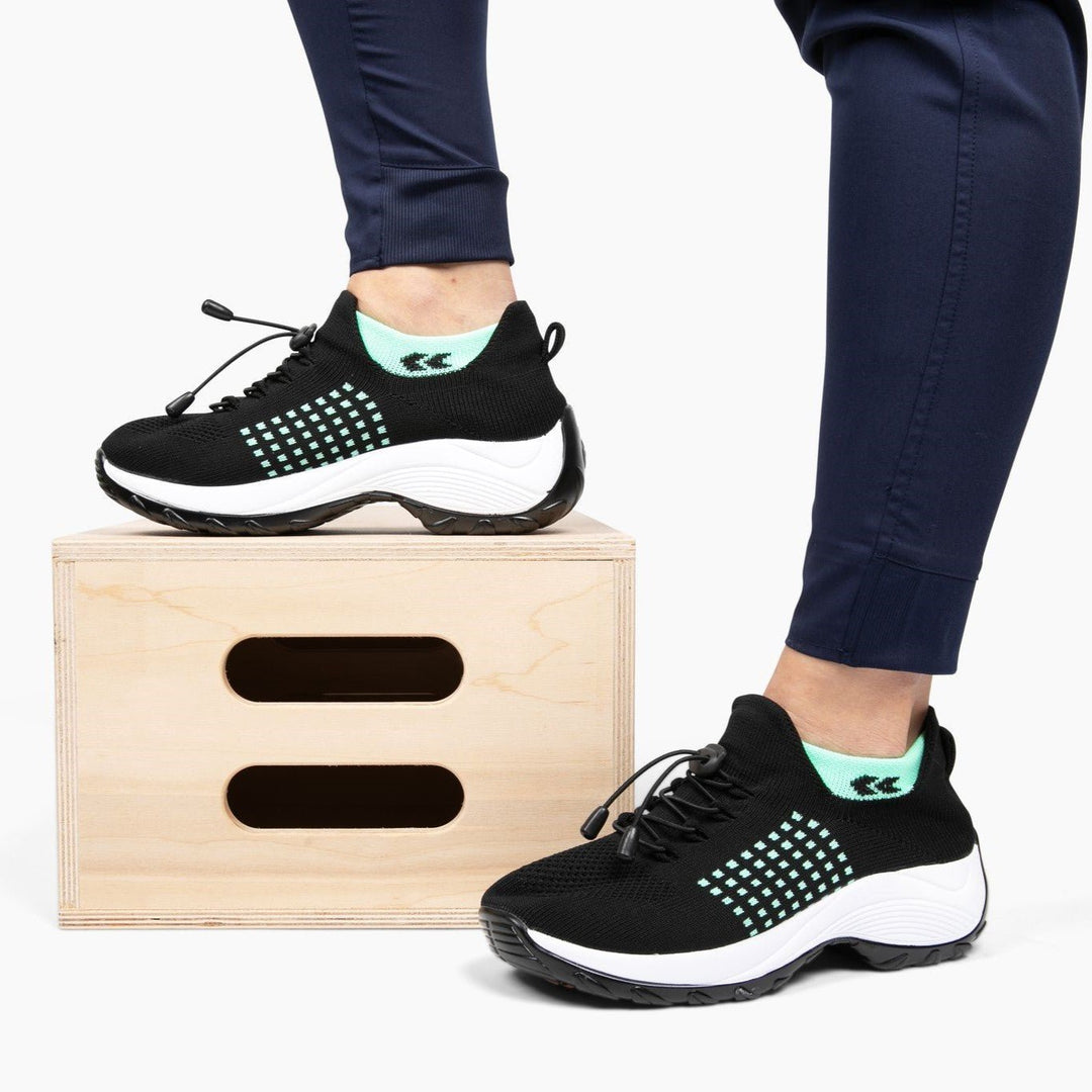 Angle view of women's non-slip orthopedic shoes with superior cushion comfort