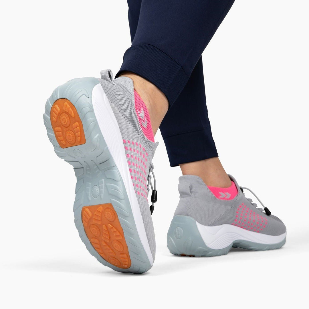 Healthcare worker wearing non-slip shoes, emphasizing safety and comfort at work