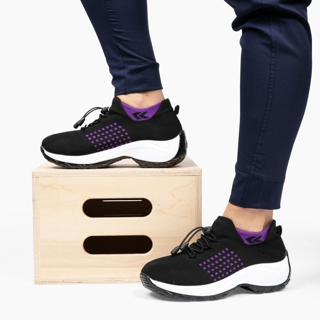 Pair of women's non-slip medical shoes, stretch knit upper for flexible fit
