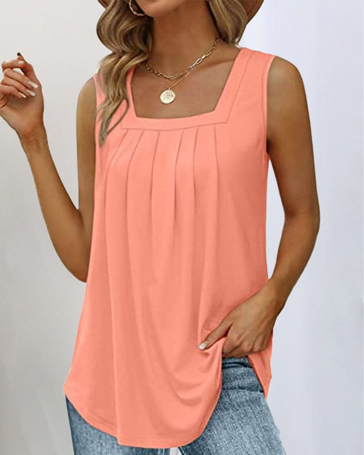 Women's Nora sleeveless square neck top in a chic, versatile design. Elegant summer fashion for modern style.