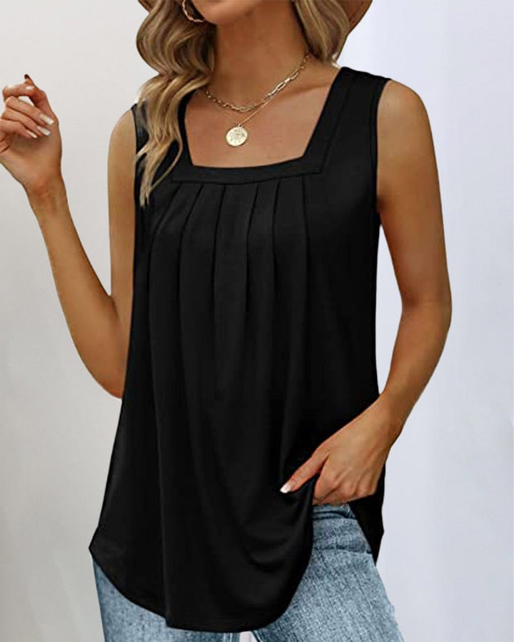 Elegant women's Nora sleeveless square neck top. Versatile and chic, ideal for summer fashion & casual modern outfits.