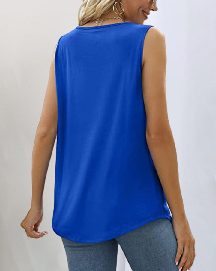 Versatile Nora women's sleeveless square neck top. Chic summer fashion apparel for both casual & elegant modern style.