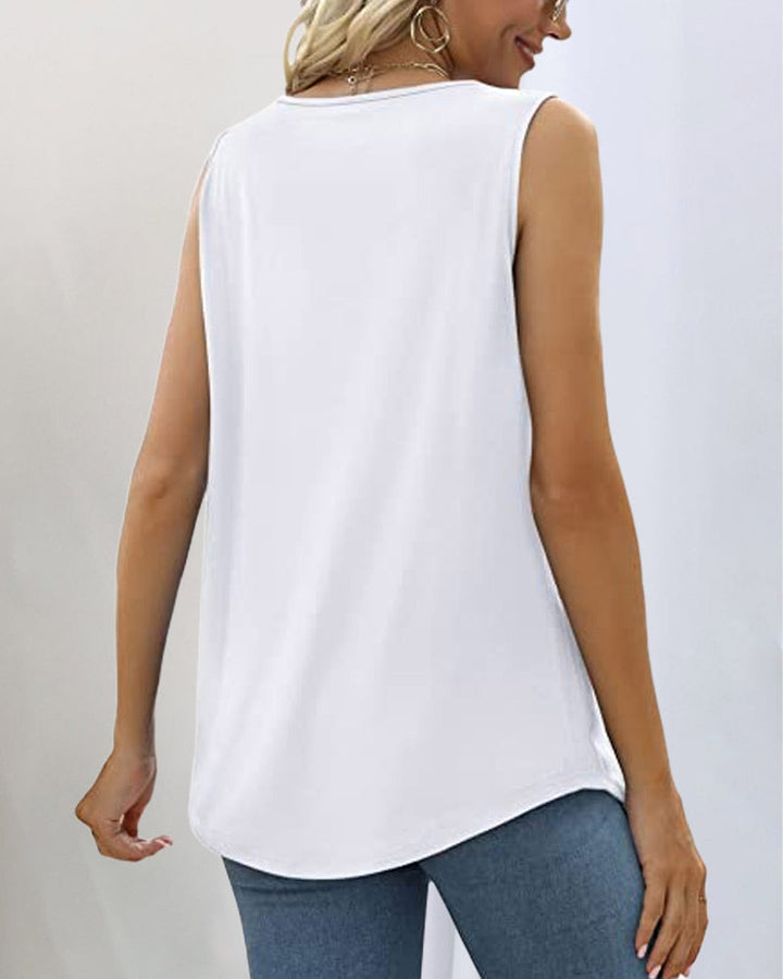 Sleek women's Nora sleeveless square neck top. A chic & elegant fashion piece, perfect for modern summer styling.