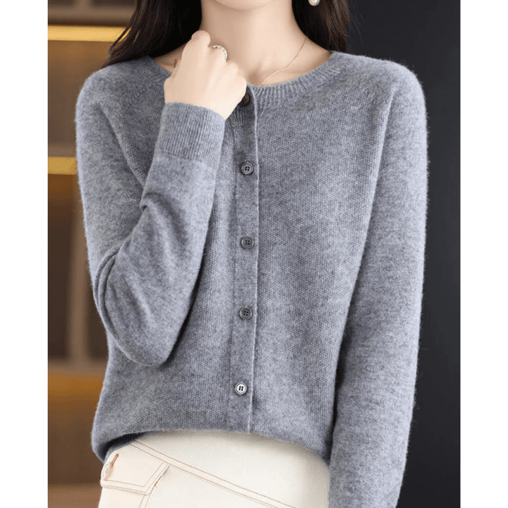 Premium women's O-neck sweater. Soft cashmere-like wool blend, warm and elegant for winter season.