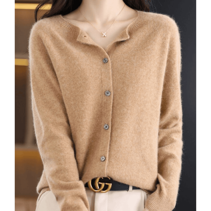 Casual women's knit sweater, O-neck style. Warm wool blend, feels like cashmere, perfect for layering.