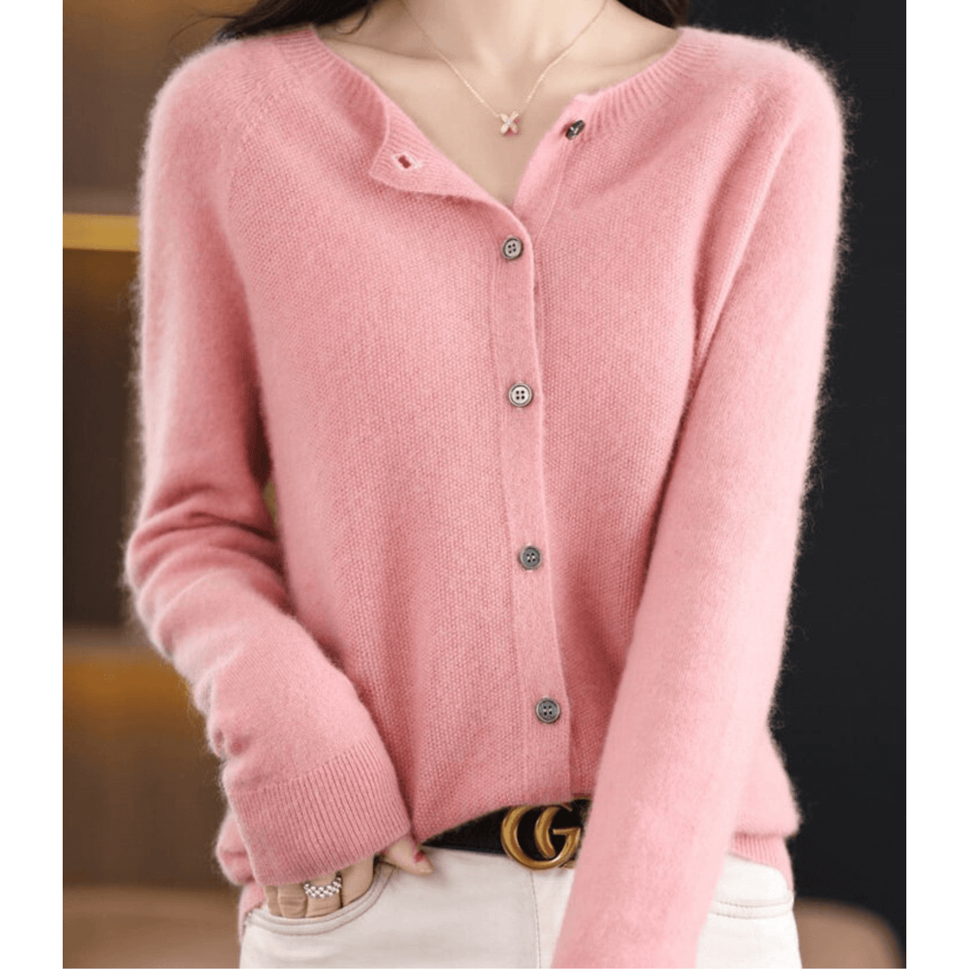 Fall fashion women's O-neck sweater. Soft, warm cashmere-like wool blend pullover with long sleeves.