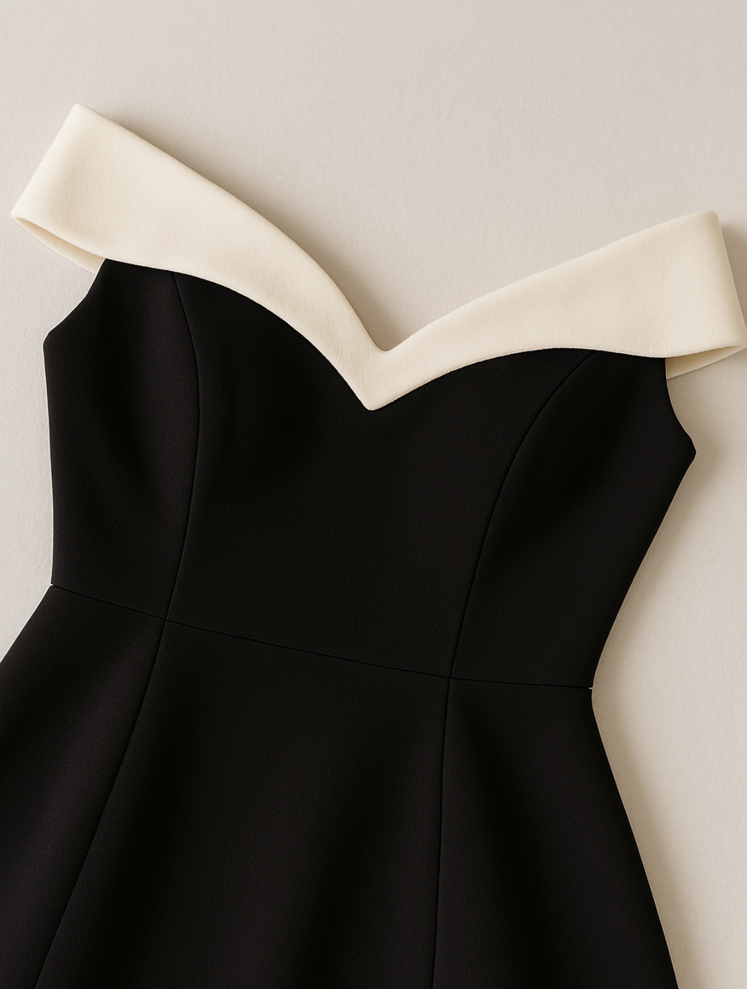 Flattering women's off-shoulder short dress with a stylish flared skirt, suitable for elegant evening events.