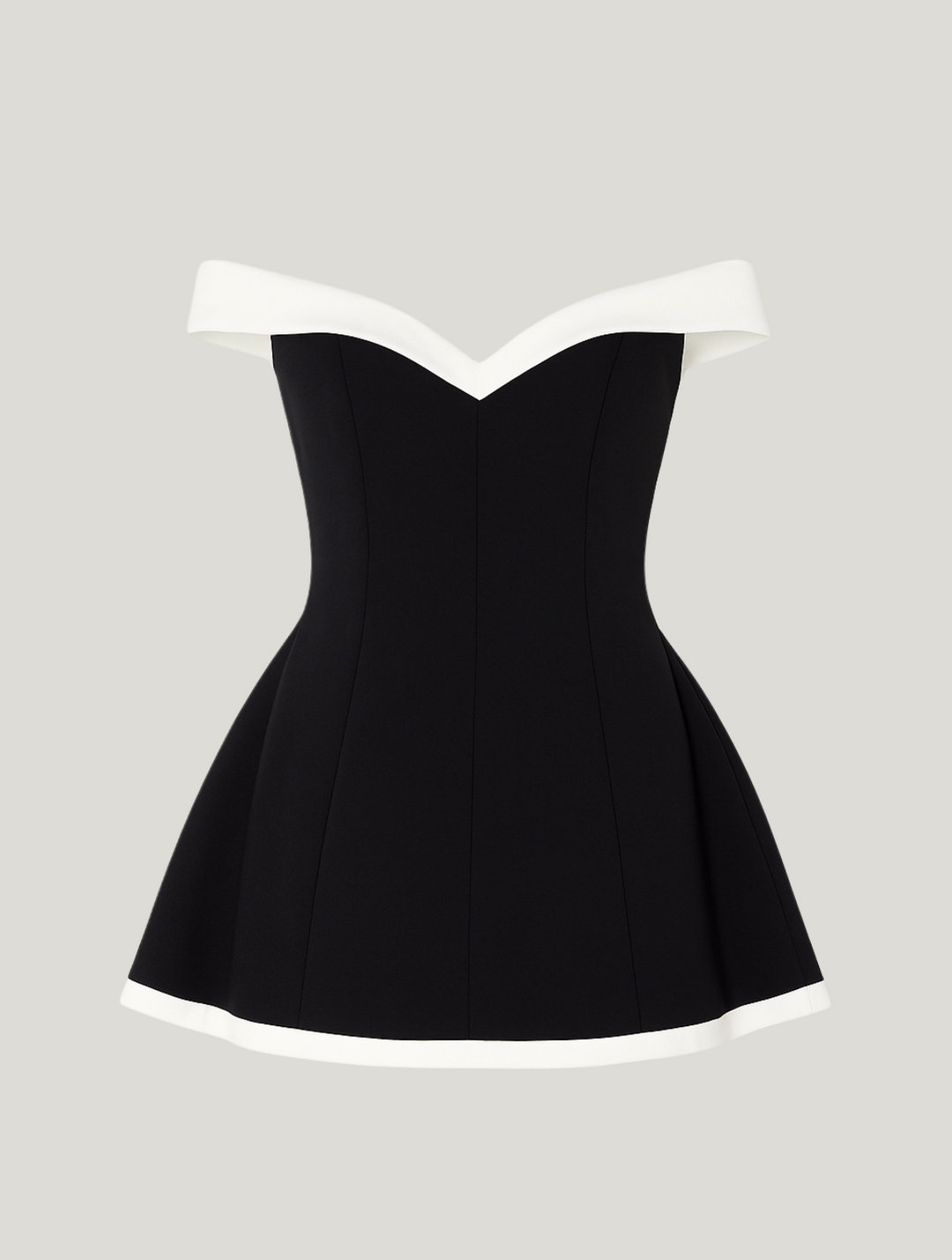 Chic off-shoulder mini dress for women, with a lovely flared skirt, versatile for parties, cocktails, & special events.