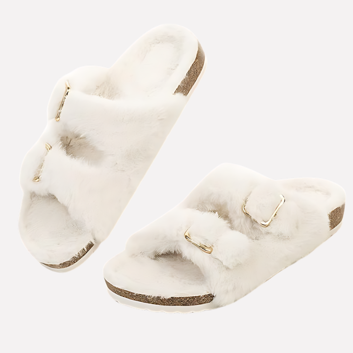Women's open toe comfort slippers, ideal for cozy indoor lounging & casual outdoor wear.