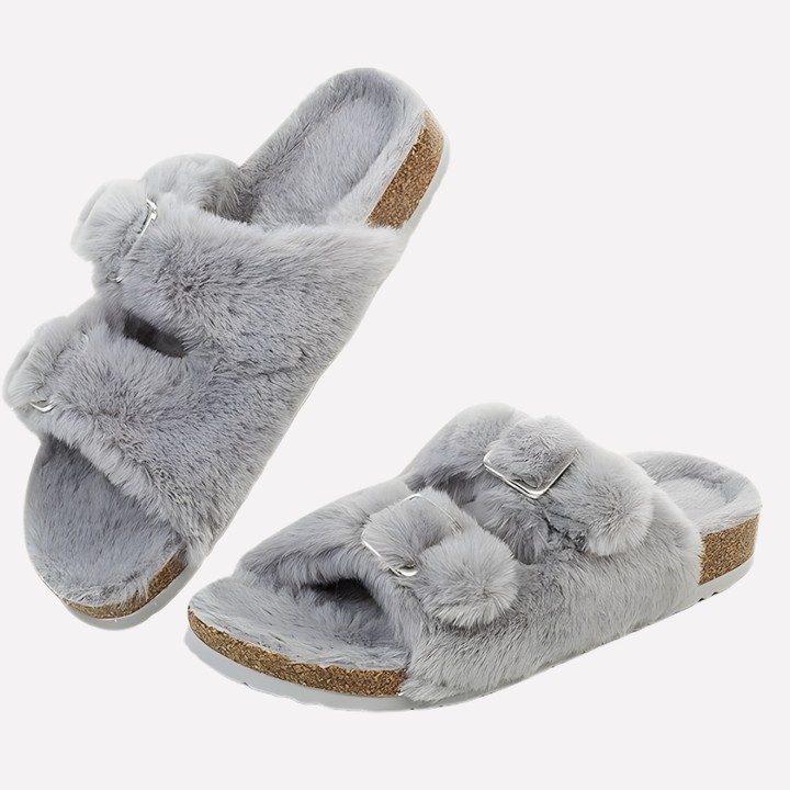 Women's open toe house slippers, providing plush comfort for relaxing at home or in the yard.