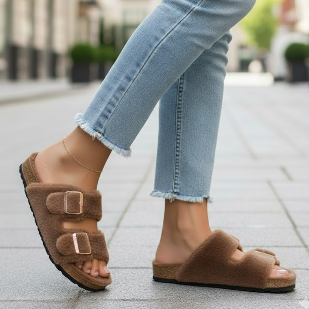 Soft women's open toe comfort slippers, easy slide-on style for ultimate relaxation.