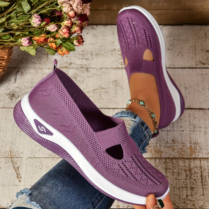 Orthopaedic walking shoes for women, featuring slip-on design and cushioned comfort.