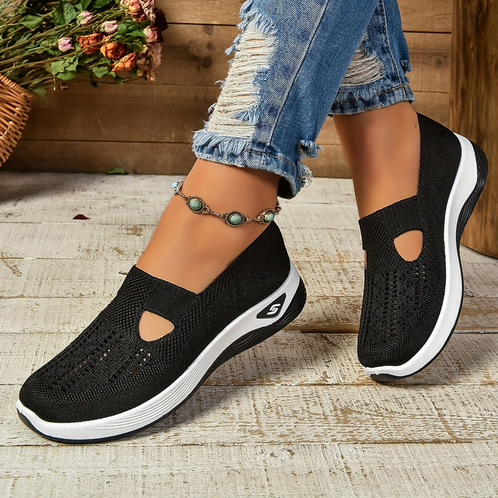 Pain-relieving women's comfort shoes, slip-on style with cushioned orthopaedic support.