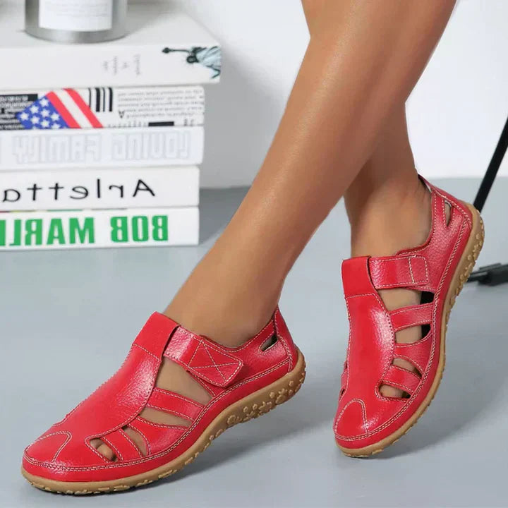 Casual women's orthopedic sandals featuring adjustable straps, anti-slip grip & cushioned arch support.