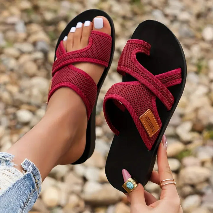 Women's orthopedic sandals, bunion corrector, offering foot pain relief, arch support, and adjustable comfort.