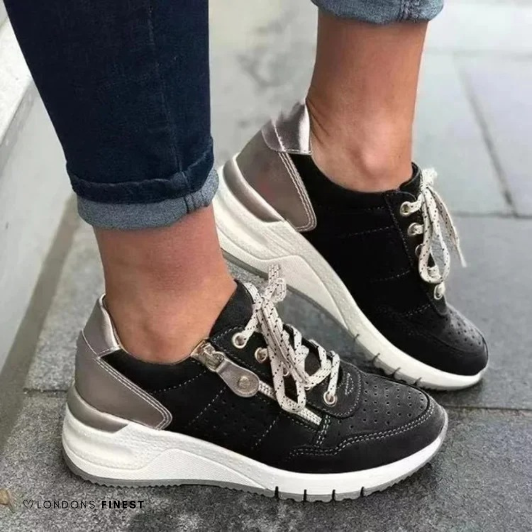 Women's casual walking shoes featuring ergonomic design for arch support & foot health. Ideal for daily comfort.