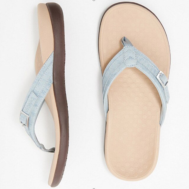 Stylish women's summer flip flops featuring arch support, designed for optimal foot health and comfort.