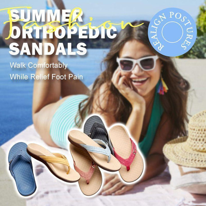 Durable women's flip flops with arch support, ideal for long walks, offering both style and comfort.