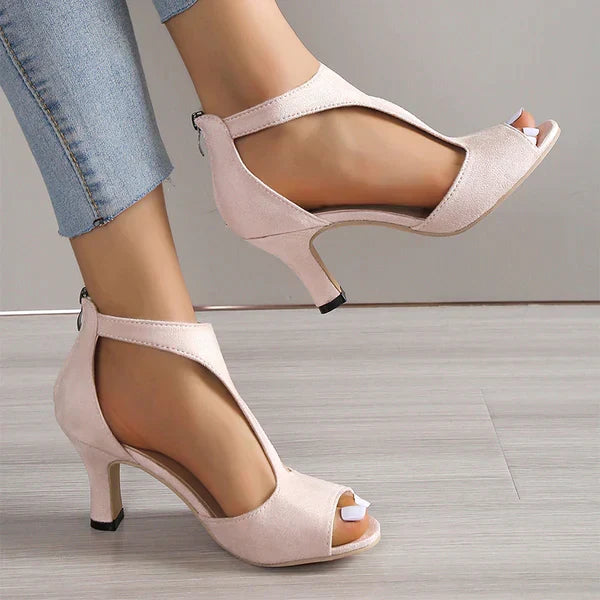 Comfortable women's orthopedic heeled sandals, ideal for foot pain relief & summer, with soft straps & support.