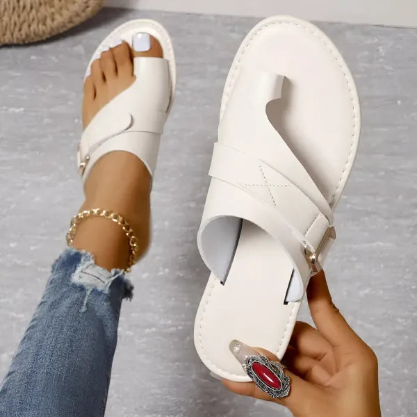 Comfortable leather bunion relief sandals for women, offering orthopedic arch & foot support.