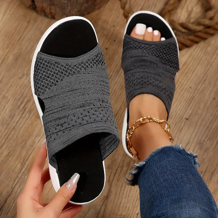 Casual women's footwear: knit open-toe sandals for all-day comfort and support