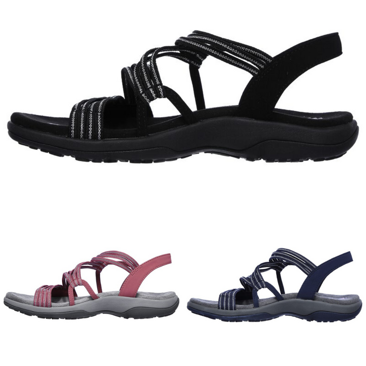 Orthopedic walking sandals for women, Elvira, offering pain relief & foot support with adjustable straps & cushioned sole.