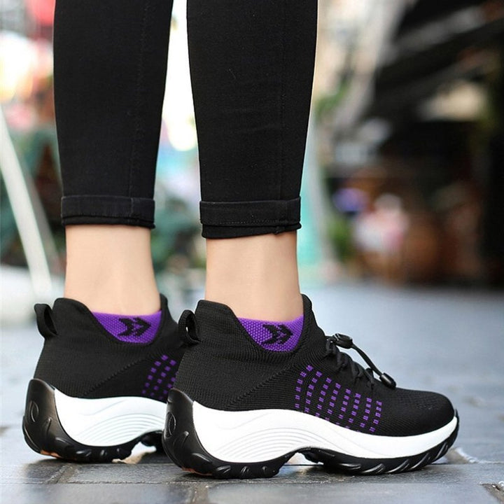 Women's orthopedic stretch cushion sneakers for foot pain relief, arch support