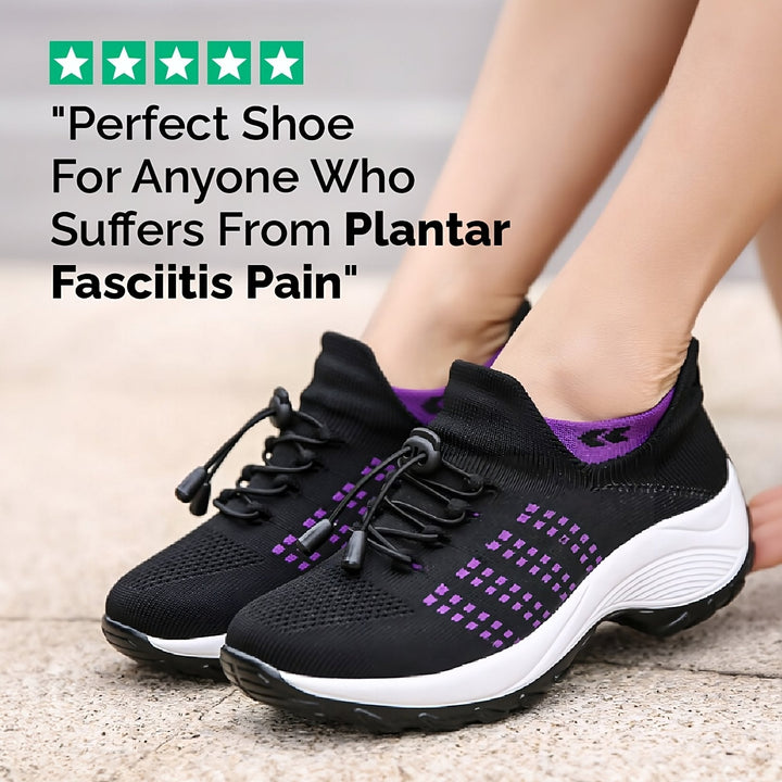 Comfortable walking shoes, women's orthopedic sneakers with stretch knit upper