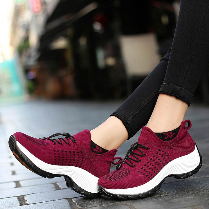 Women's orthopedic cushion sneakers, stretch knit upper, slip resistant sole