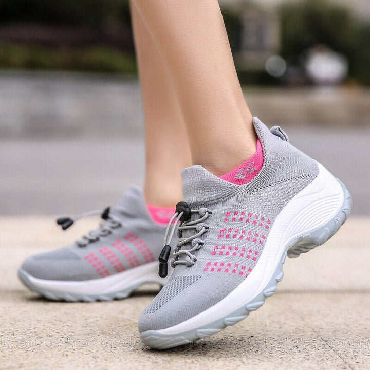 Stretch knit women's shoes, orthopedic design for foot pain relief
