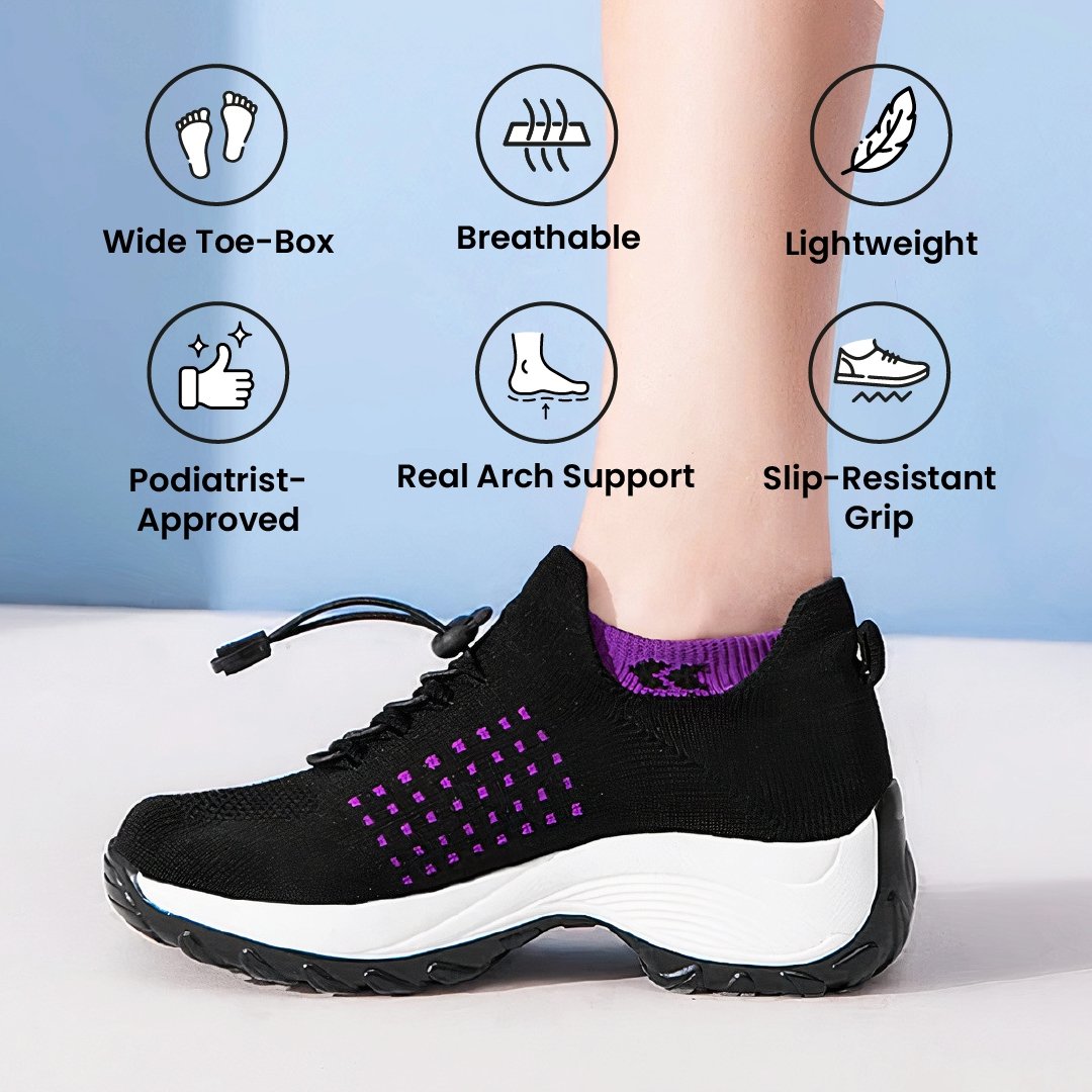 Women's slip-resistant cushion sneakers, ideal for foot pain relief and comfort