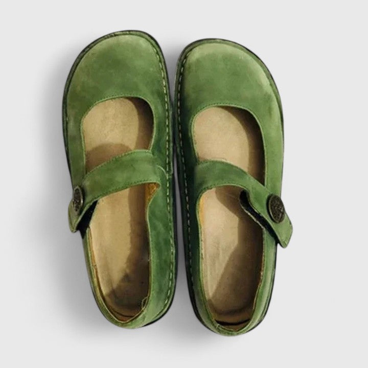Women's comfort shoes providing foot pain relief and stable arch support for walking.