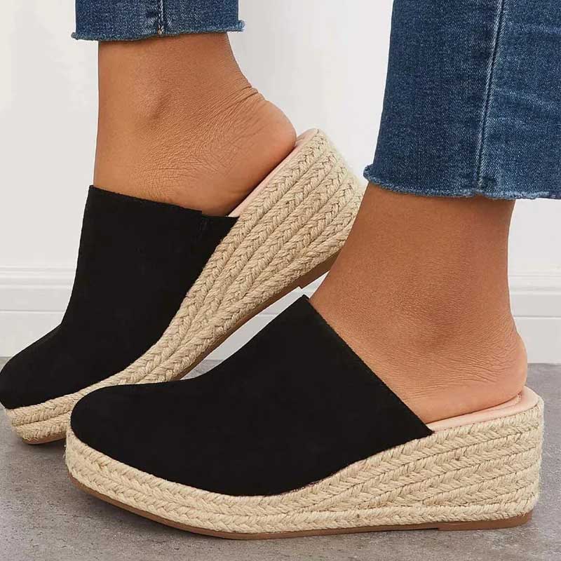 Vegan suede women's slip-on orthopedic wedge sandals, round toe, perfect for summer fashion